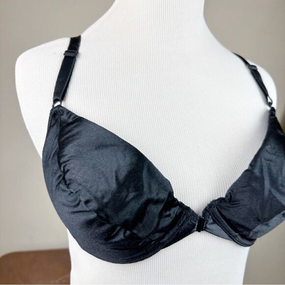 Victorias Secret Second Skin Vintage 90S Black Satin Push Up Bra 34C - Picture 2 of 10